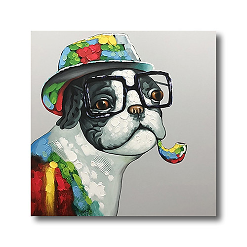 

Oil Painting Hand Painted Square Animals Pop Art Modern Stretched Canvas