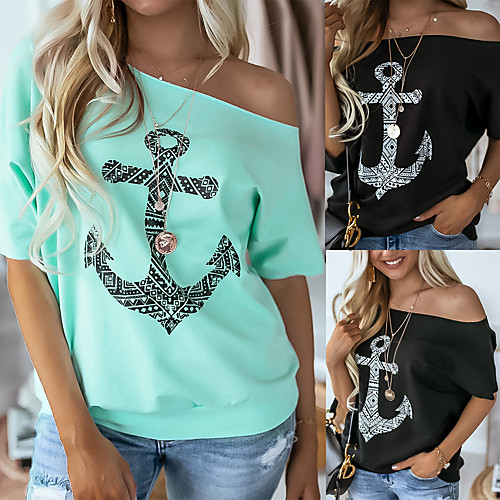 

Women's Tee / T-shirt Artistic Style Boat Neck Sport Athleisure T Shirt Top Short Sleeves Breathable Soft Comfortable Everyday Use Casual Daily Outdoor