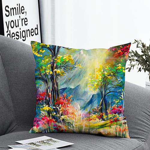 

1 pcs Polyester Pillow Cover Pillow Cover & Insert, Floral&Plants Simple Classic Square Zipper Polyester Traditional Classic