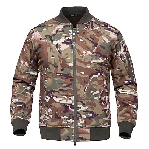 

Men's Hunting Fleece Jacket Outdoor Waterproof Windproof Fleece Lining Warm Fall Winter Spring Solid Colored Camo Polyester Digital Desert Python Black Black