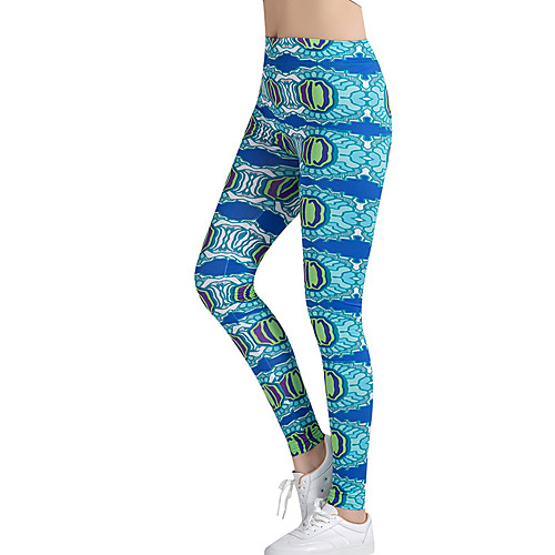 

Women's High Waist Yoga Pants Leggings Bottoms Tummy Control Butt Lift Breathable Blue Yoga Fitness Gym Workout Winter Sports Activewear Stretchy Slim / Athletic / Athleisure