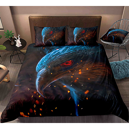 

Eagle Print 3-Piece Duvet Cover Set Hotel Bedding Sets Comforter Cover with Soft Lightweight Microfiber, Include 1 Duvet Cover, 2 Pillowcases for Double/Queen/King(1 Pillowcase for Twin/Single)