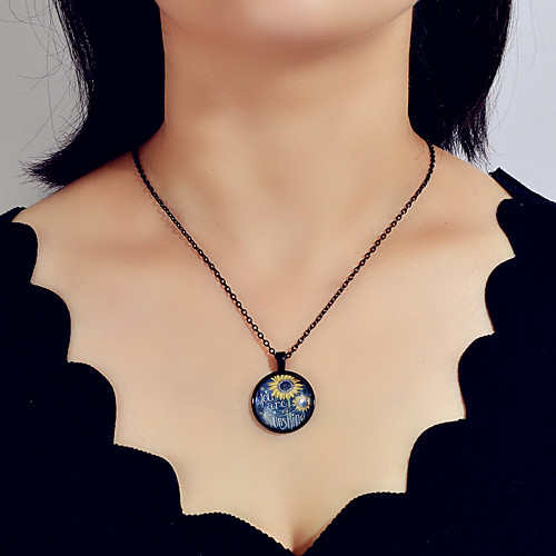 

Women's Pendant Necklace Floral Flower Ethnic Acrylic Alloy Blue 51 cm Necklace Jewelry For Birthday Party Beach