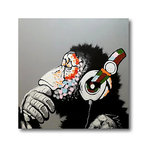 

Oil Painting Hand Painted Square Animals Pop Art Modern Stretched Canvas