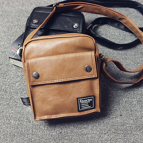 

Men's Bags PU Leather Crossbody Bag Zipper Logo Daily Going out 2021 Black Brown