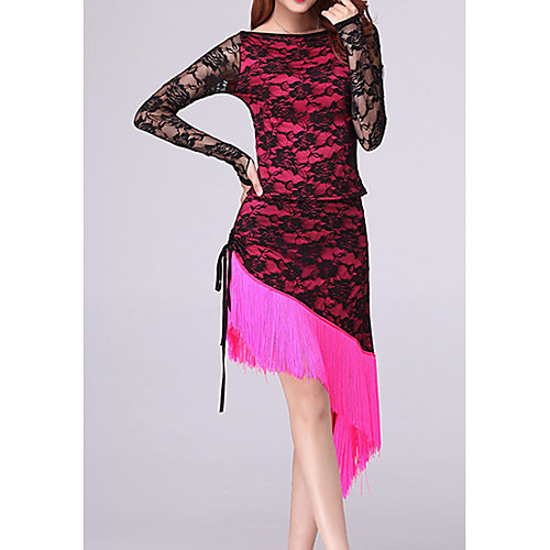 

Latin Dance Skirts Tassel Women's Training Performance Long Sleeve Natural Lace