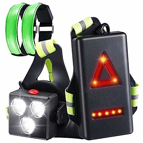 

running light chest lamp, rechargeable usb led running lamp with led armband, 90 ° adjustable usb waterproof chest light for jogging, running, fishing, hiking, camping, bike (running light)