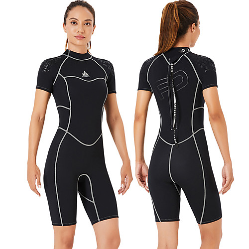 

Dive&Sail Women's Shorty Wetsuit 1.5mm SCR Neoprene Diving Suit Quick Dry Anatomic Design Short Sleeve Back Zip Patchwork Summer / Stretchy