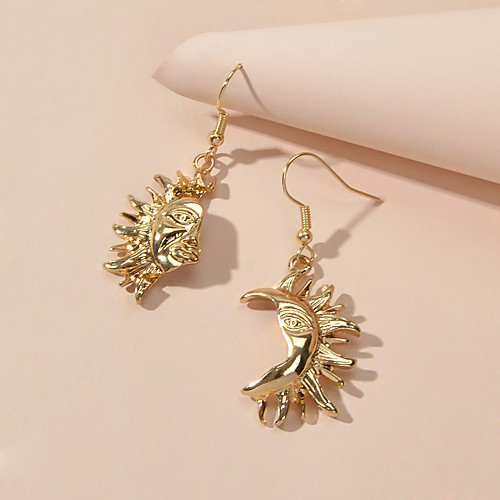 

Women's Mismatch Earrings Geometrical Sun Earrings Jewelry Gold For Date Festival 1 Pair