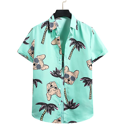 

Men's Shirt 3D Print Graphic Prints Print Short Sleeve Vacation Tops Green