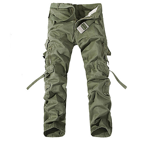 

Men's Cargo Casual / Sporty Daily Holiday Pants Tactical Cargo Pants Solid Colored Full Length Zipper Pocket Grass Green Earth green Black Yellow Grey