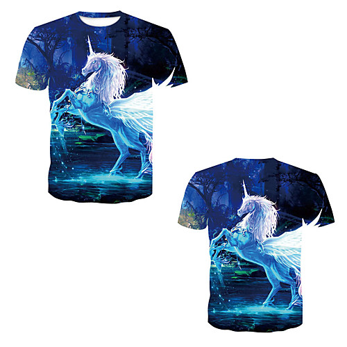 

Men's T shirt 3D Print 3D Rivet Mesh Short Sleeve Casual Tops Blue