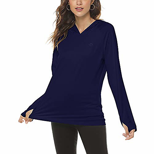 

Women's UPF 50 Long Sleeve Hoodie Shirts Performance Hiking Shirts Athletic Shirts(XS,Navy Blue)