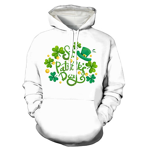 

Men's Pullover Hoodie Sweatshirt Graphic Prints Saint Patrick Day Letter Print Daily Holiday 3D Print 3D Print Hoodies Sweatshirts White