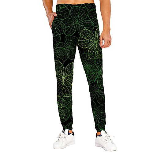 

Men's Sporty Casual / Sporty Breathable Quick Dry Sports Casual Holiday Saint Patrick Day Pants Sweatpants Pants Graphic Prints Full Length Print Black