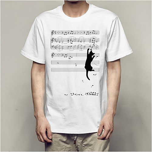 

Men's T shirt Hot Stamping Animal Print Short Sleeve Daily Tops 100% Cotton Basic Casual White