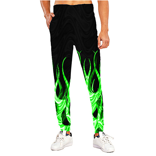 

Men's Sporty Casual / Sporty Breathable Quick Dry Sports Casual Holiday Pants Sweatpants Pants 3D Graphic Prints Full Length Print Black