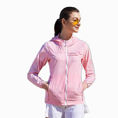 

Women's Hiking Skin Jacket Hiking Windbreaker Outdoor Solid Color Packable Waterproof Lightweight UV Sun Protection Outerwear Jacket Top Single Slider Fishing Climbing Running White Pink Light Blue