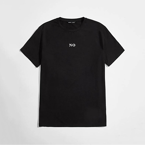 

Men's T shirt Hot Stamping Letter Print Short Sleeve Casual Tops 100% Cotton Casual Fashion Black