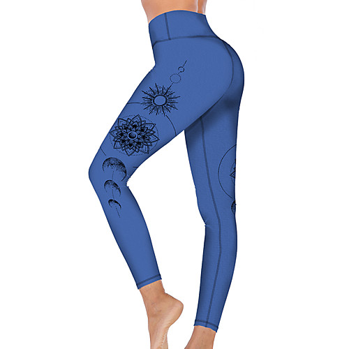 

21Grams Women's High Waist Yoga Pants Cropped Leggings Tummy Control Butt Lift Breathable Blue Fitness Gym Workout Running Winter Sports Activewear High Elasticity