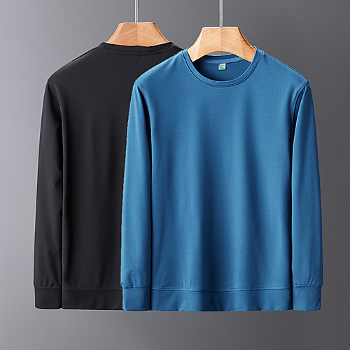 

Men's T shirt Hiking Tee shirt Long Sleeve Crew Neck Tee Tshirt Top Outdoor Lightweight Breathable Quick Dry Soft Autumn / Fall Spring Polyester Solid Color Black Blue Dark Blue Fishing Climbing