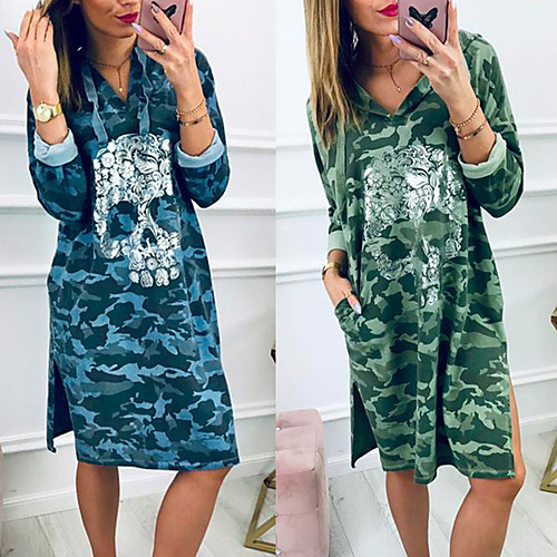 

Women's Tee Dress High Split Hoodie Sport Athleisure Dress Long Sleeve Breathable Soft Comfortable Everyday Use Casual Daily Outdoor