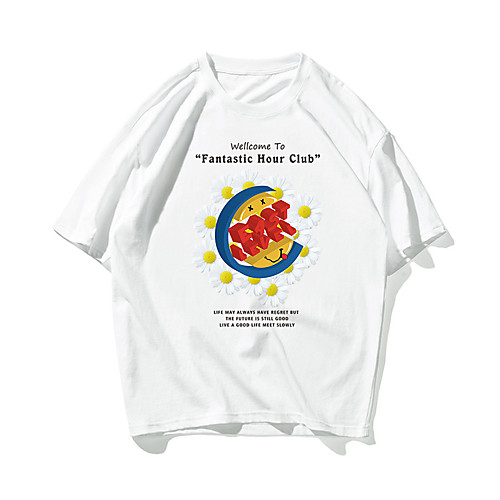 

Men's T shirt Hot Stamping Daisy Letter Print Short Sleeve Daily Tops 100% Cotton Basic Casual White Black