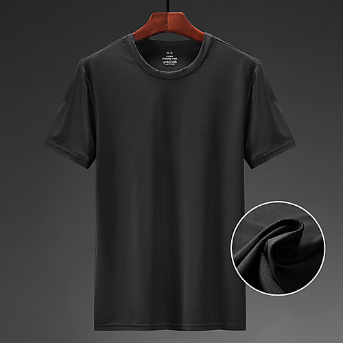 

Men's T shirt Hiking Tee shirt Short Sleeve Crew Neck Tee Tshirt Top Outdoor Lightweight Breathable Quick Dry Soft Summer Nylon Chinlon Solid Color Dark Grey Black Blue Fishing Climbing Running
