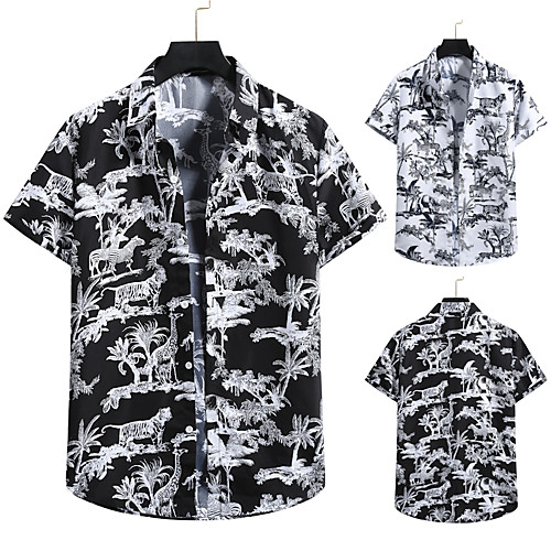 

Men's Shirt 3D Print Graphic Prints Print Short Sleeve Vacation Tops White Black