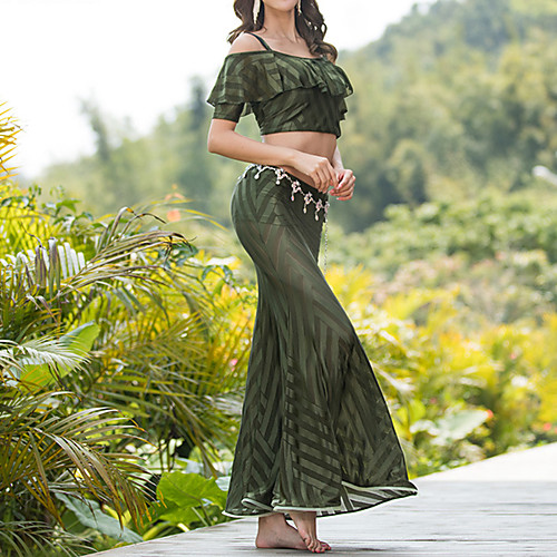 

Belly Dance Skirts Solid Women's Training Performance Short Sleeve Natural Cotton