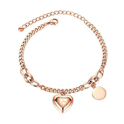 

Women's Clear Cubic Zirconia Bracelet Geometrical Heart Stylish Simple Titanium Steel Bracelet Jewelry Rose Gold / Gold / Silver For Daily Promise