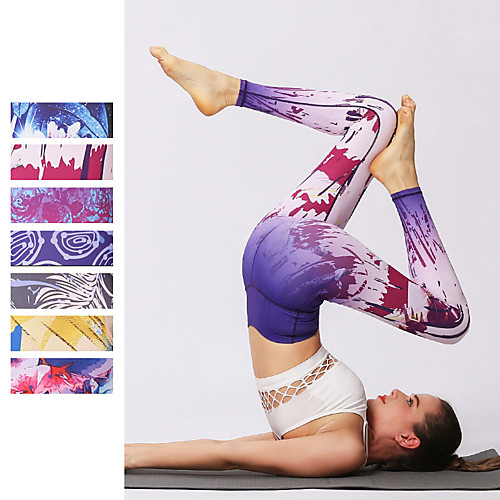 

Women's High Waist Yoga Pants Cropped Leggings Bottoms Tummy Control Butt Lift Breathable Purple Red Blue Spandex Yoga Fitness Gym Workout Winter Sports Activewear Stretchy / Athletic / Athleisure