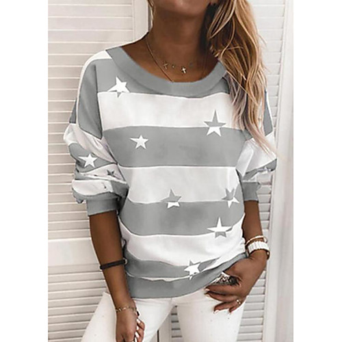 

Women's Pullover Sweatshirt Striped Daily Basic Hoodies Sweatshirts Loose Black Blue Wine