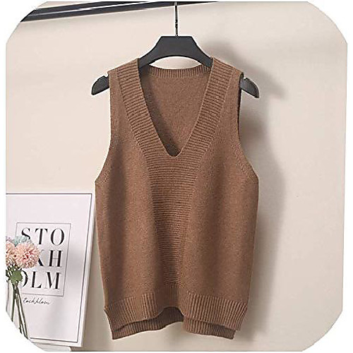 

Knitted Vest Women Sleeveless Sweater Soft Comfortable V Neck Pullovers Knitwear Tops,Black,One Size