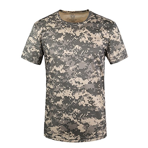 

Men's Camouflage Hunting T-shirt Military Tactical Shirt Outdoor Breathable Ventilation Fast Dry Outdoor Summer Camo Polyester Black Yellow Army Green