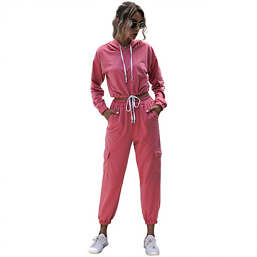 

Women's Basic Streetwear Plain Daily Two Piece Set Hoodies & Sweatshirts Tracksuit Pant Loungewear Drawstring Tops