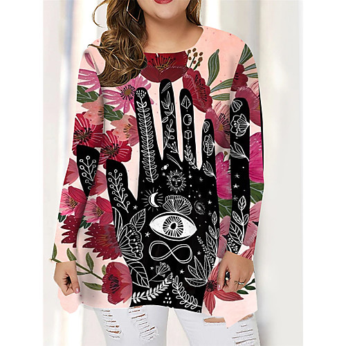 

Women's Plus Size Print Graphic Portrait Eye T shirt Large Size Round Neck Long Sleeve Tops Big Size