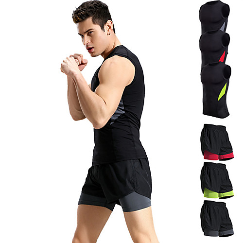 

Men's 2 in 1 2 Piece Running Tank With Shorts Athletic Athleisure Sleeveless 2pcs Spandex Breathable Quick Dry Soft Fitness Gym Workout Running Active Training Exercise Sportswear Normal Clothing Suit