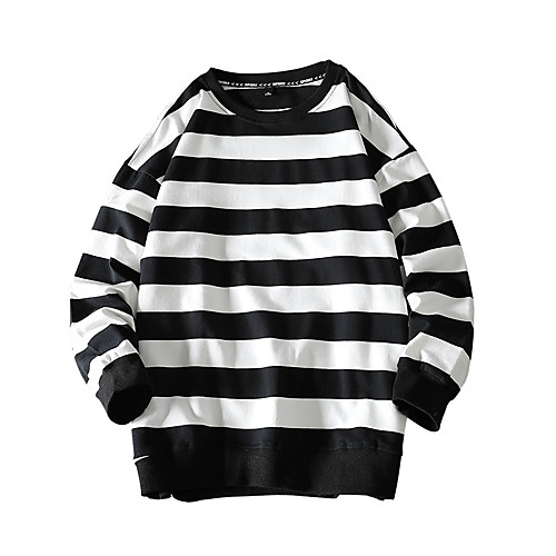 

Men's Sweatshirt Pullover Stripe Stripes Sport Athleisure Sweatshirt Top Long Sleeve Comfortable Everyday Use Casual Daily