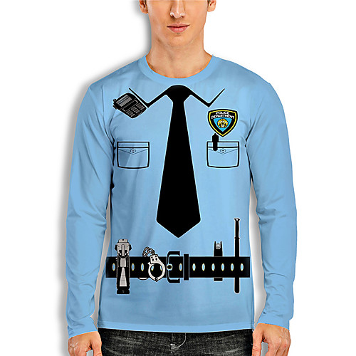 

Men's T shirt 3D Print Cartoon 3D Print Long Sleeve Daily Tops Casual Fashion Blue
