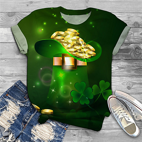 

Women's Plus Size Print Graphic Leaf T shirt Large Size Round Neck Short Sleeve Tops Big Size