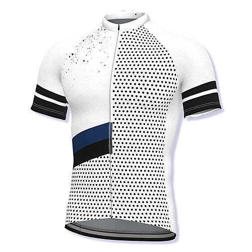 

21Grams Men's Short Sleeve Cycling Jersey Spandex White Polka Dot Bike Top Mountain Bike MTB Road Bike Cycling Breathable Quick Dry Sports Clothing Apparel / Athleisure