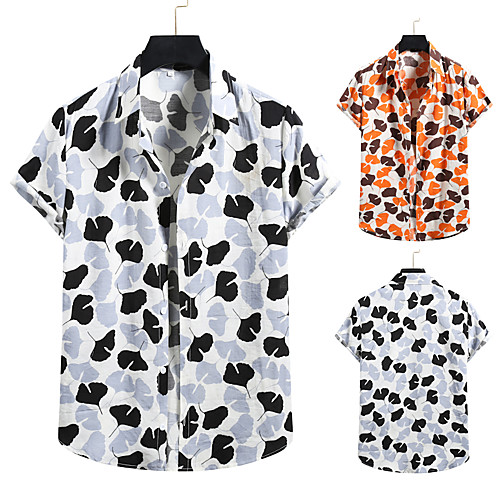 

Men's Shirt 3D Print Graphic Prints Print Short Sleeve Vacation Tops White Orange