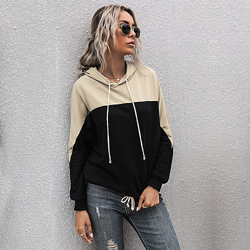 

Women's Hoodie Pullover Patchwork Hoodie Sport Athleisure Hoodie Top Long Sleeve Breathable Soft Comfortable Everyday Use Casual Daily Outdoor