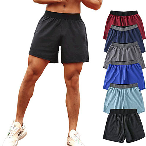 

Men's Running Shorts Athletic Shorts Bottoms Pocket Fitness Gym Workout Running Training Exercise Breathable Quick Dry Moisture Wicking Sport Solid Colored Black Blue Burgundy Dark Blue Gray Light