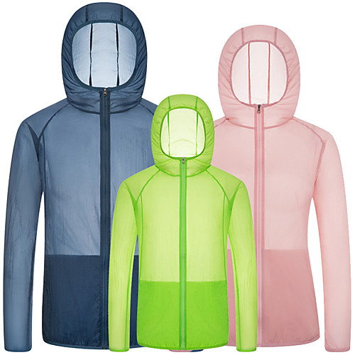 

Women's Men's Hiking Skin Jacket Hiking Windbreaker Outdoor Solid Color Packable Lightweight UV Sun Protection Windproof Outerwear Jacket Top Full Length Visible Zipper Fishing Climbing Running White