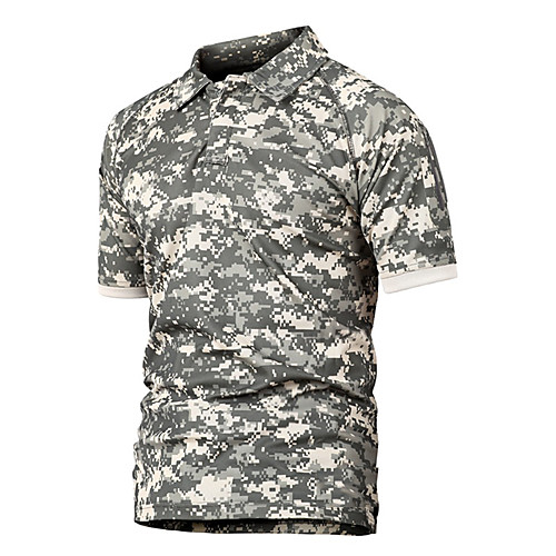 

Men's Camouflage Hunting T-shirt Military Tactical Shirt Outdoor Breathable Ventilation Fast Dry Outdoor Summer Solid Colored Camo Polyester Black Camouflage Blue