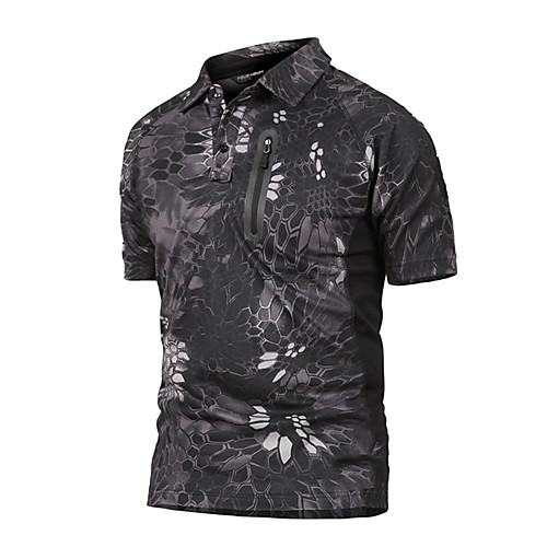 

Men's Camouflage Hunting T-shirt Military Tactical Shirt Outdoor Breathable Ventilation Fast Dry Outdoor Summer Solid Colored Camo Polyester Black Army Green Camouflage
