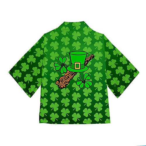 

Men's Shirt 3D Print Plants Short Sleeve Street Tops Chinese Style Casual St. Patrick's Day A B C