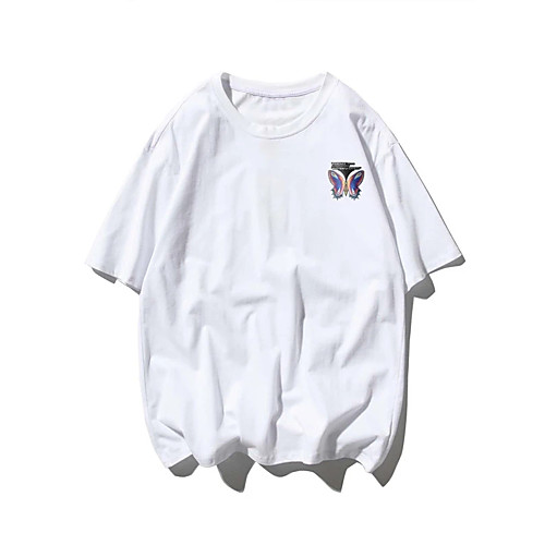 

Men's T shirt Hot Stamping Butterfly Animal Print Short Sleeve Casual Tops 100% Cotton Casual Fashion White